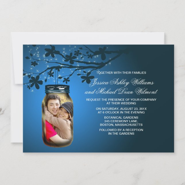 Mason Burk kväll utanför Bröllop Inbjudningar (Framsida)