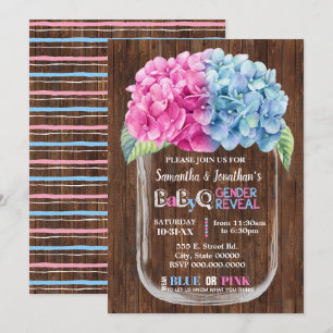Mason burk land chic gender avslöjar rosa eller bl inbjudningar