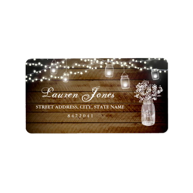 Mason Burk Ljus Rustic Adressetiketter (Framsidan)