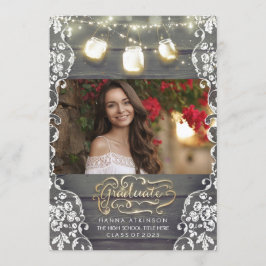 Mason Burk Ljus Rustic Photo Studentfest Inbjudningar