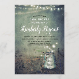 Mason Burk Ljus Rustic Woodland Baby Shower Inbjudningar