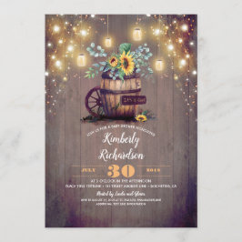 Mason Burk Ljus Solblommor Rustic Baby Shower Inbjudningar