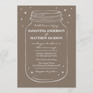 Mason Burk med Fireflies Wedding Linen Inbjudningar