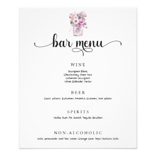 Mason Burk med Flowers Bröllop Pub Menu Poster