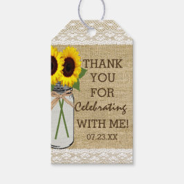 Mason Burk med Sunblommor Möhippa Presentetikett