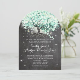 Mason Burk Mint Chalkboard Heart Löv Träd Inbjudningar