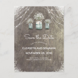 Mason Burk och Baby's Band Rustic Save the Date Meddelande Vykort