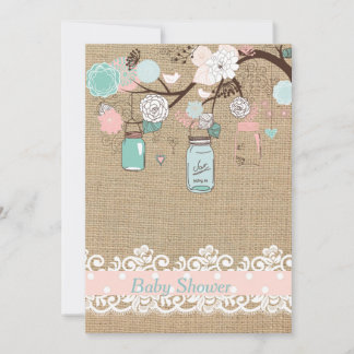 Mason Burk och Burlap Baby Shower-inbjudan Inbjudningar