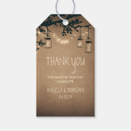 Mason Burk och Fireflies Rustic Bröllop Presentetikett