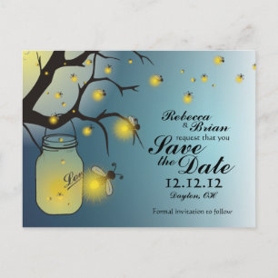 Mason Burk och Firefly Save Date Postcard Meddelande Vykort
