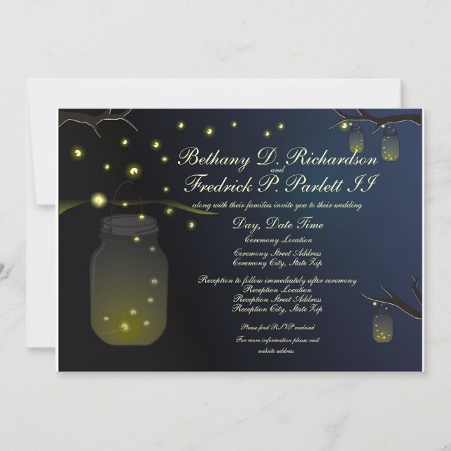 Mason Burk och Firefly Wedding bjudande och detalj Inbjudningar (Framsida)
