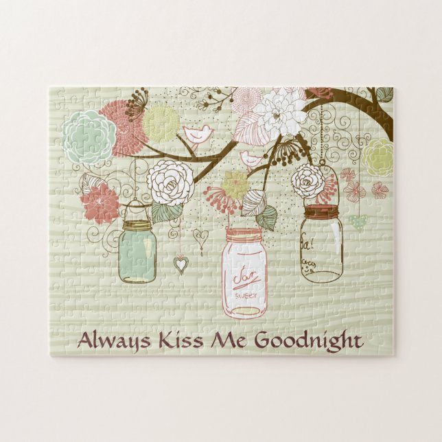 Mason Burk och Flowers - Kiss Me Goodnight Pussel (Horisontell)