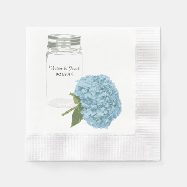 Mason Burk och Hydrangea Personligt bröllp Napkins Pappersservett (Framsidan)