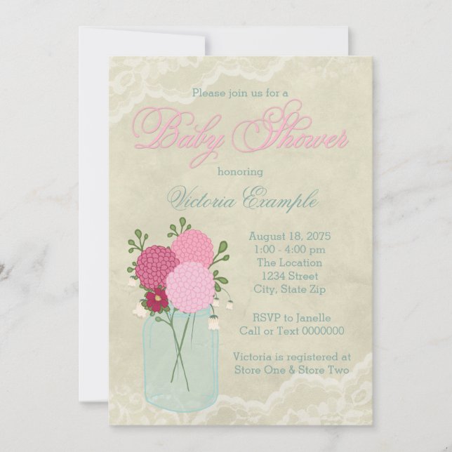 Mason Burk och Snöre Baby Shower Inbjudningar (Framsida)