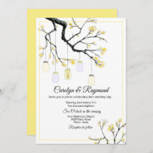 Mason Burk om inbjudan till Blommar Träd bröllopsi