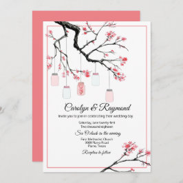 Mason Burk om inbjudan till Blommar Träd bröllopsi