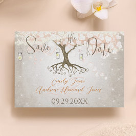 Mason Burk Peachy Rosa Heart Löv Träd Spara Datumet