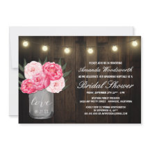 Mason Burk + Peony Rustic Inbjudningskort för möhi