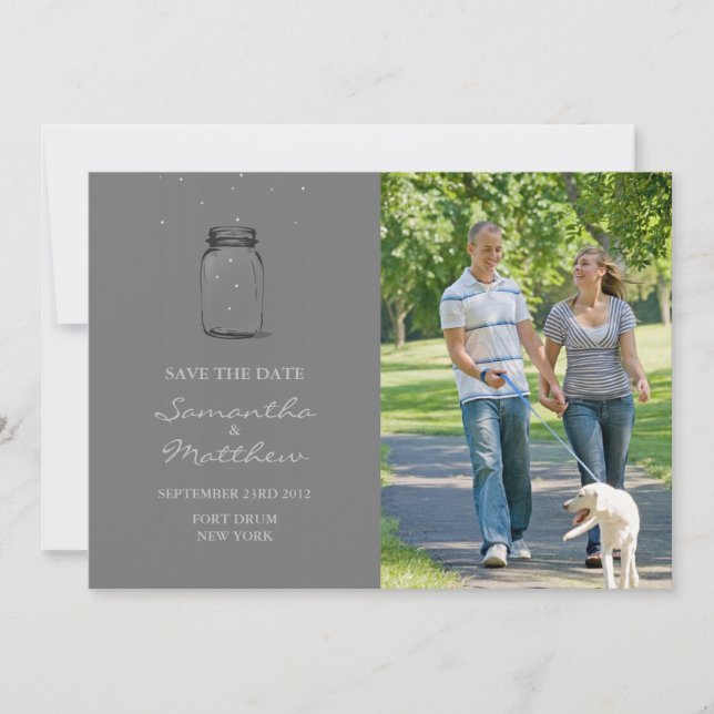 Mason Burk Photo Save Date Card - Grått Spara Datumet (Framsida)
