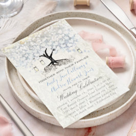 Mason Burk Powder Blue Heart Löv Träd Damask Inbjudningar