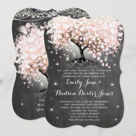 Mason Burk Rosa Chalkboard Heart Löv Träd Inbjudningar