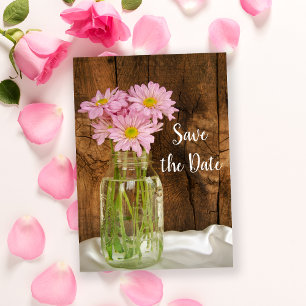 Mason Burk Rosa Daisy Barn Bröllop spara datum Datumet
