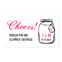 Mason Burk & Rosa Heart Bröllop Drink Biljett