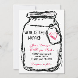 Mason Burk & Rosa Heart Wedding bjudande in Inbjudningar