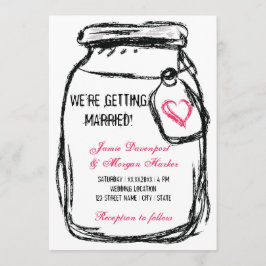 Mason Burk & Rosa Heart Wedding bjudande in Inbjudningar