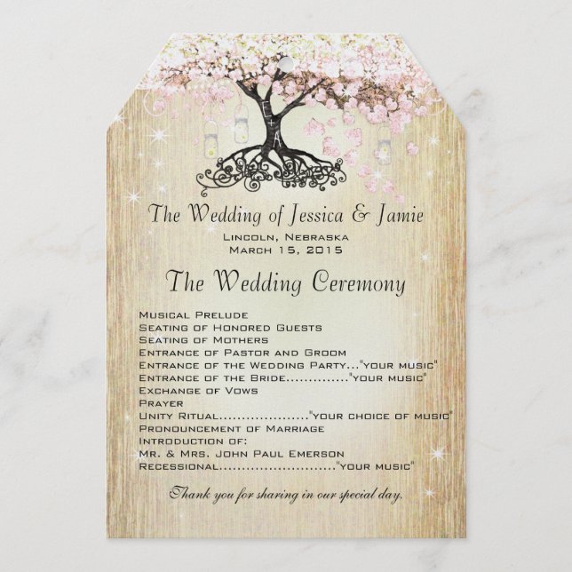 Mason Burk Rosa ros Guld Heart Löv Träd Program (Framsida)