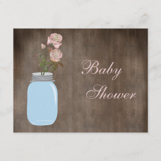 Mason Burk & Rosor Rustic Flicka Shower Inbjudningar