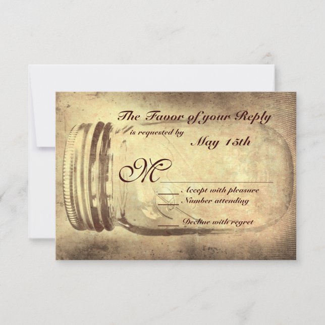 Mason Burk Rustic Landsbyggsbröllop OSA kort (Framsida)