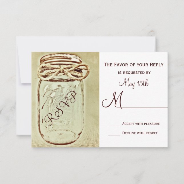 Mason Burk Rustic Landsbyggsbröllop OSA Reply Card (Framsida)