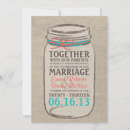Mason Burk Rustic Wedding bjudande - Coral Teal Inbjudningar