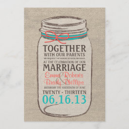 Mason Burk Rustic Wedding bjudande - Coral Teal Inbjudningar