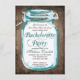Mason Burk Rustic Wood Bachelorette Party Inbjudan