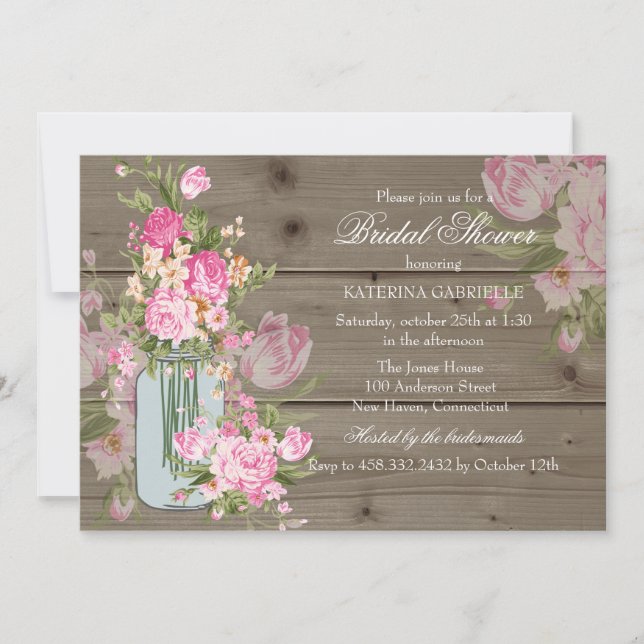 Mason Burk & Rustic Wood Möhippa Inbjudan (Framsida)