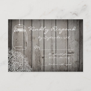 Mason Burk Snöre Barn Wood Bröllop OSA Card Kort