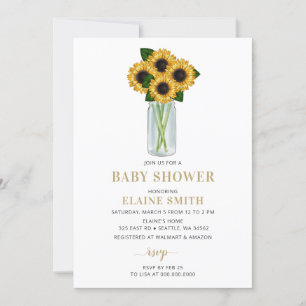 Mason Burk Solblommor Kön Neutral Baby Shower Inbjudningar