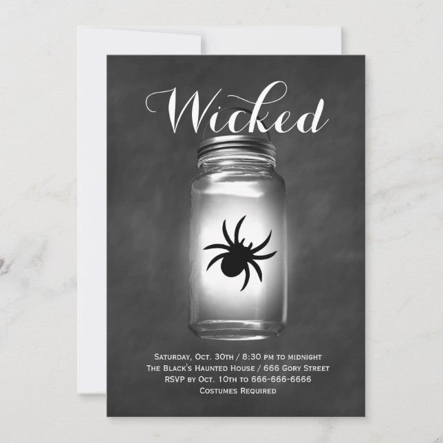 Mason Burk Spider Halloween-inbjudan Inbjudningar (Framsida)