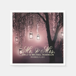 Mason burk-strängen ljus träd rustic bröllop pappersservett