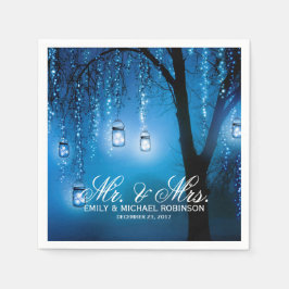 Mason burk-strängen ljus träd rustic bröllop pappersservett