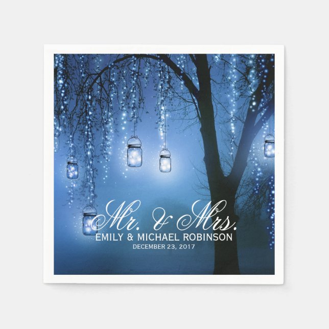 Mason burk-strängen ljus träd rustic bröllop pappersservett (Framsidan)