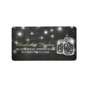 Mason Burk String Ljus Chalkboard Bröllop Adress Adressetikett