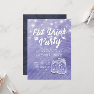 Mason Burk String Ljus EAT Drink Party Inbjudningar