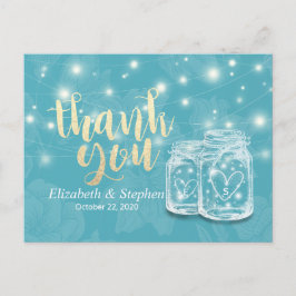 Mason Burk String Ljus Flowers Bröllop Tack Vykort