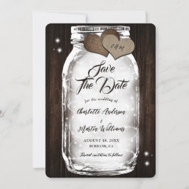 Mason Burk String Ljus Rustic Barn Wood Bröllop Spara Datumet