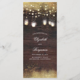 Mason Burk String Ljus Rustic Bröllopsprogram Program