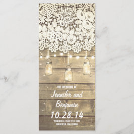Mason Burk String Ljus Rustic Bröllopsprogram Program