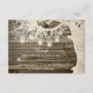 Mason Burk String Ljus Träd Rustic Barn Wood OSA Kort